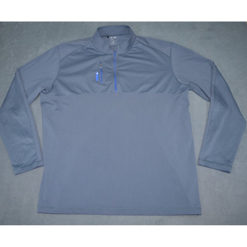 Adidas Golf Mens Size 2XL Blue Climalite Quarter 1/4 Zip Pullover Stretch
